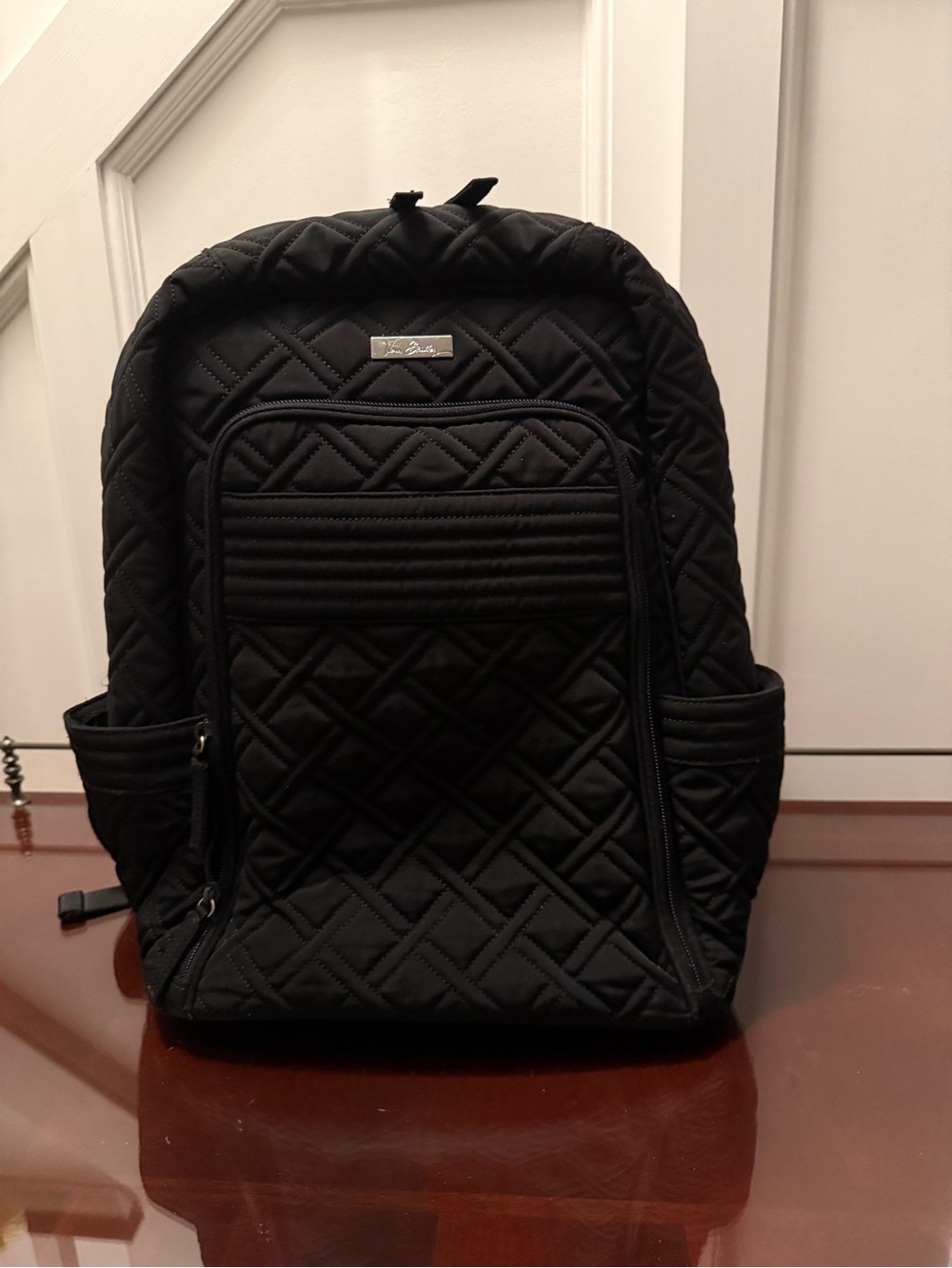 Vera Bradley Black Quilted Men's Backpack with Side Pockets